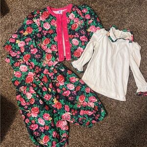Vintage 90s Floral Kids 3 Piece Set with Pink Accents